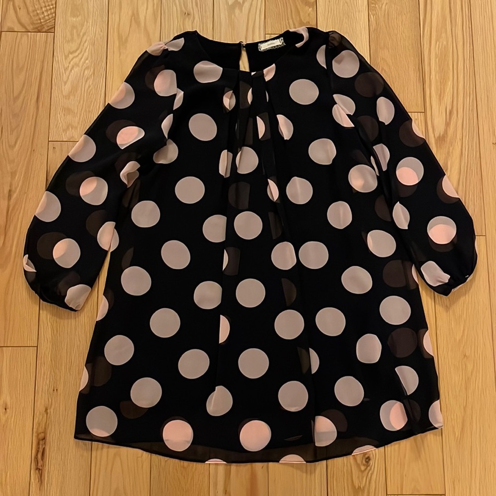 Black and pink polka dot LS dress size XL